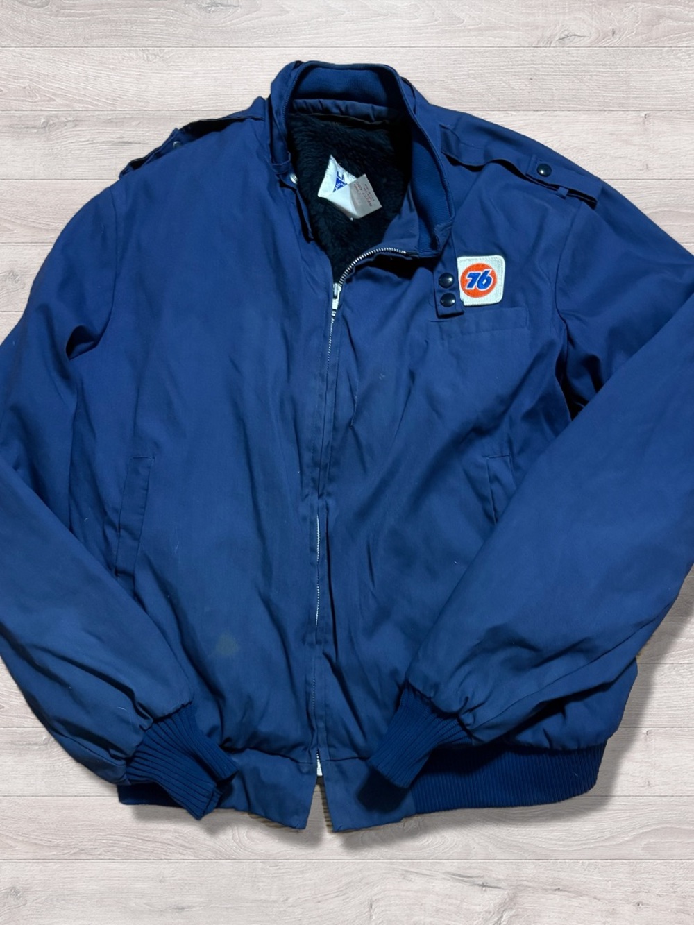 Vintage 76 Union Oil Gas Men Jacket Coat XL Blue Insulated Heavyweight Mechanic